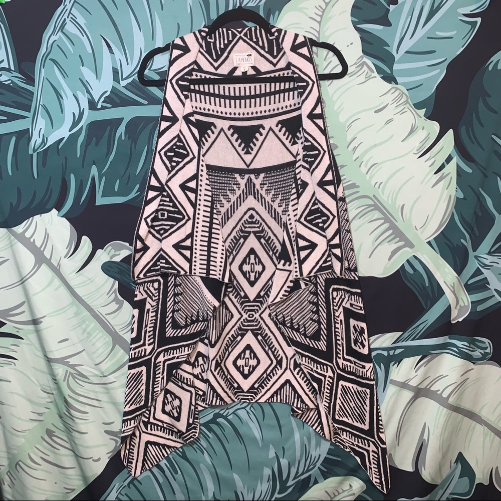 L.A. Hearts Women's Boho Bohemian Open Sleeveless Cardigan Sweater Size Small